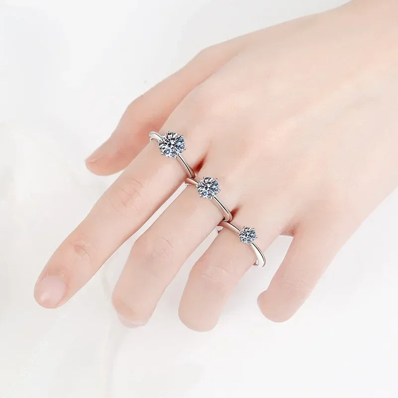 Moissanite Diamond Six-pronged Setting Wedding Bands for Women